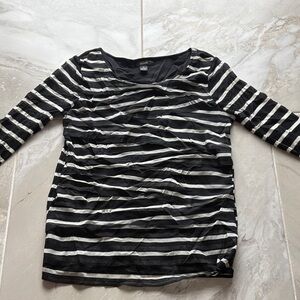 Alfani Black and White Striped Long Sleeve Top